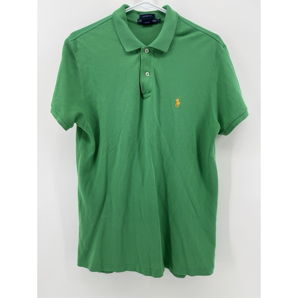 Ralph Lauren Men's SZ L Classic Fit Green Polo With Yellow Pony